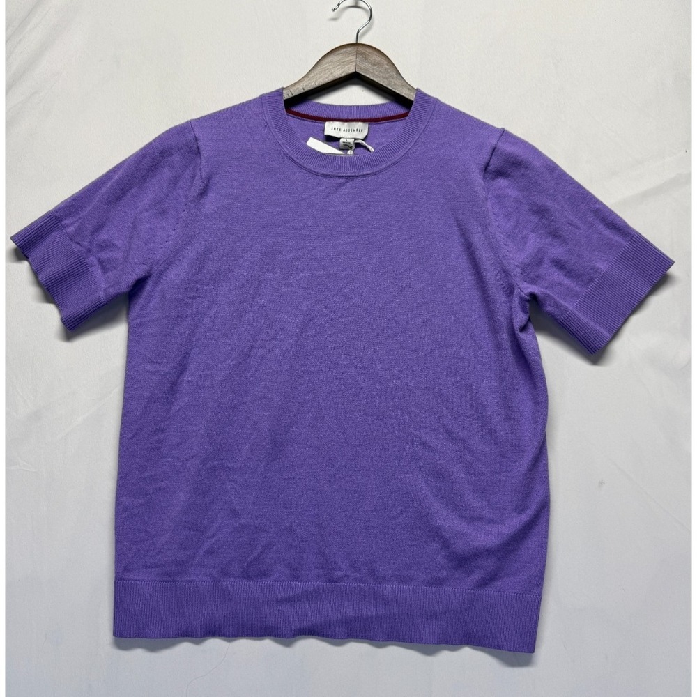 Free Assembly Shrunked Sweater Tee‎ Womens Large Mystic Purple Viscose Crew Neck